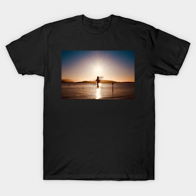 Sun, spring tower, lake 1 / Swiss Artwork Photography T-Shirt by RaphaelWolf